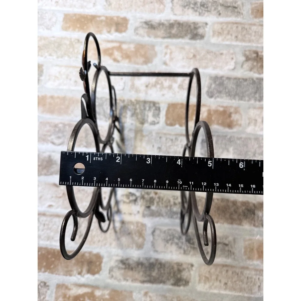 Wrought Iron Floral 3 Bottle Wine Rack Metal Countertop Holder Bronze‎ Gold Leaf